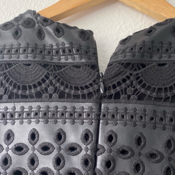 095. Zara Black Crochet Faux Leather Short Sleeve Dress - Picture 14 of 17